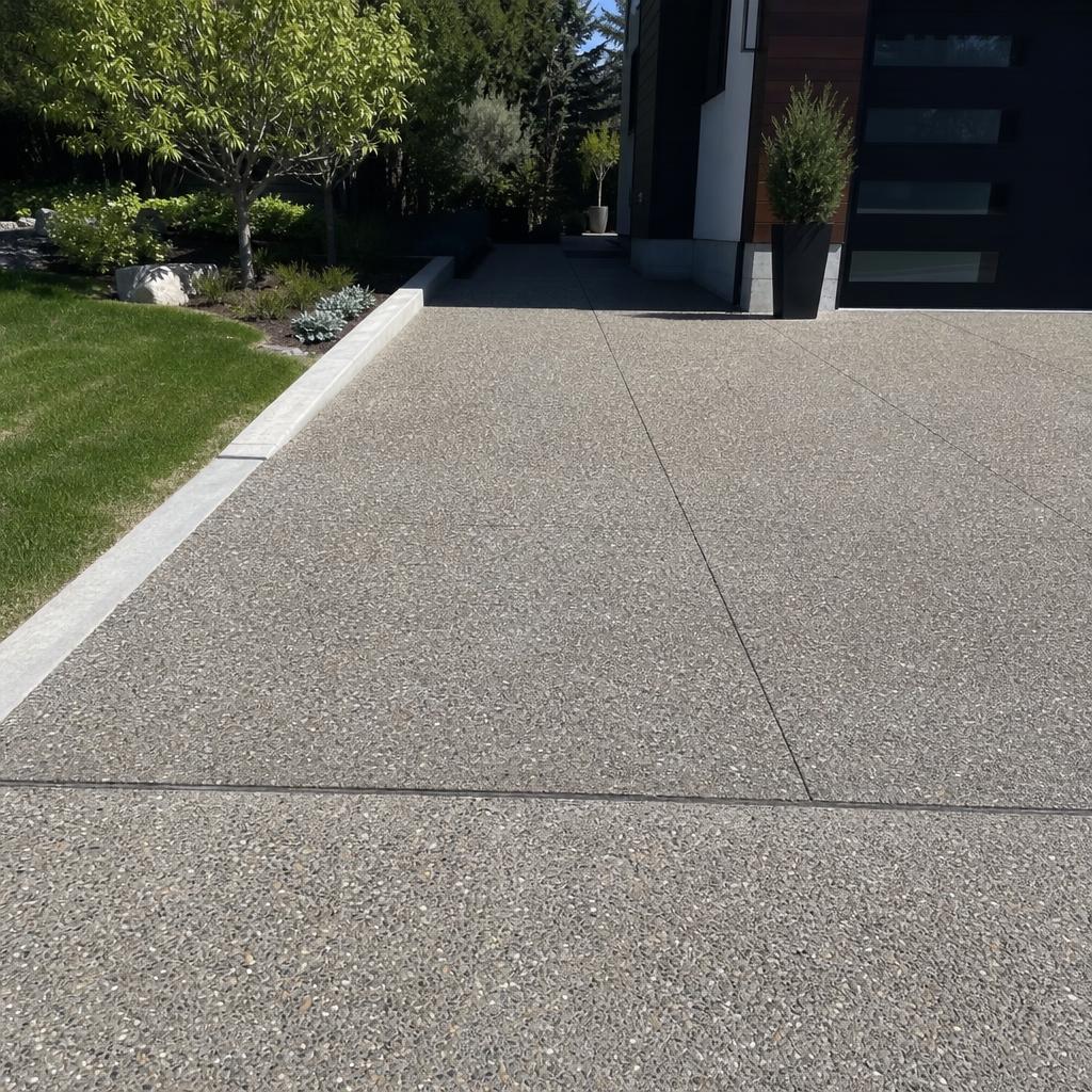 Exposed aggregate concrete driveway finish